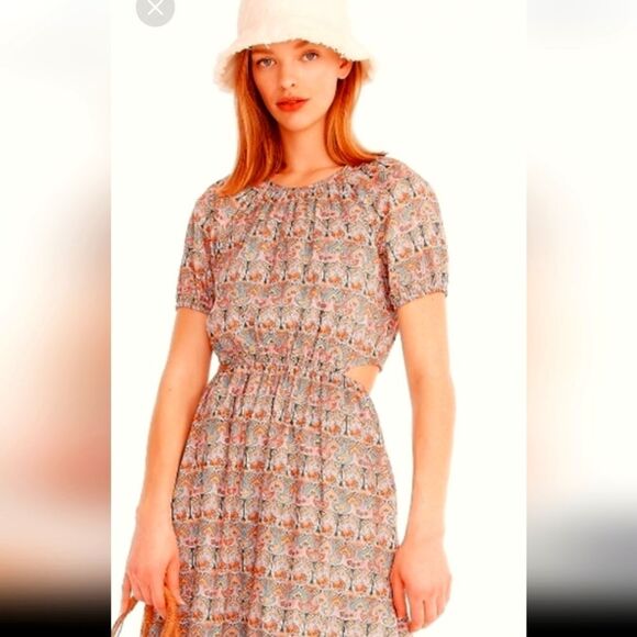 J Crew Liberty Print Midi Dress With Cut Out Back Cotton Size 0 - Picture 6 of 14